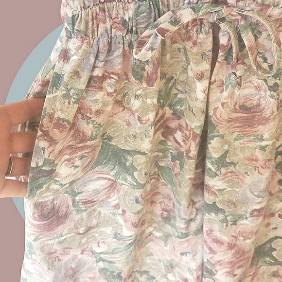 Vtg 90s muted floral abstract jersey knit romper - Picture 7 of 12